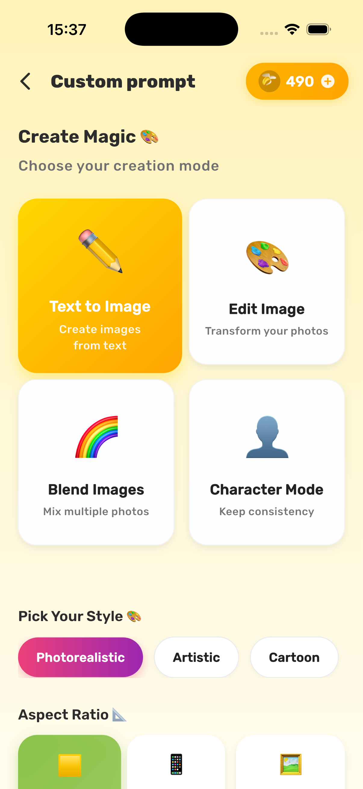 Banano custom prompt — pick a creation mode